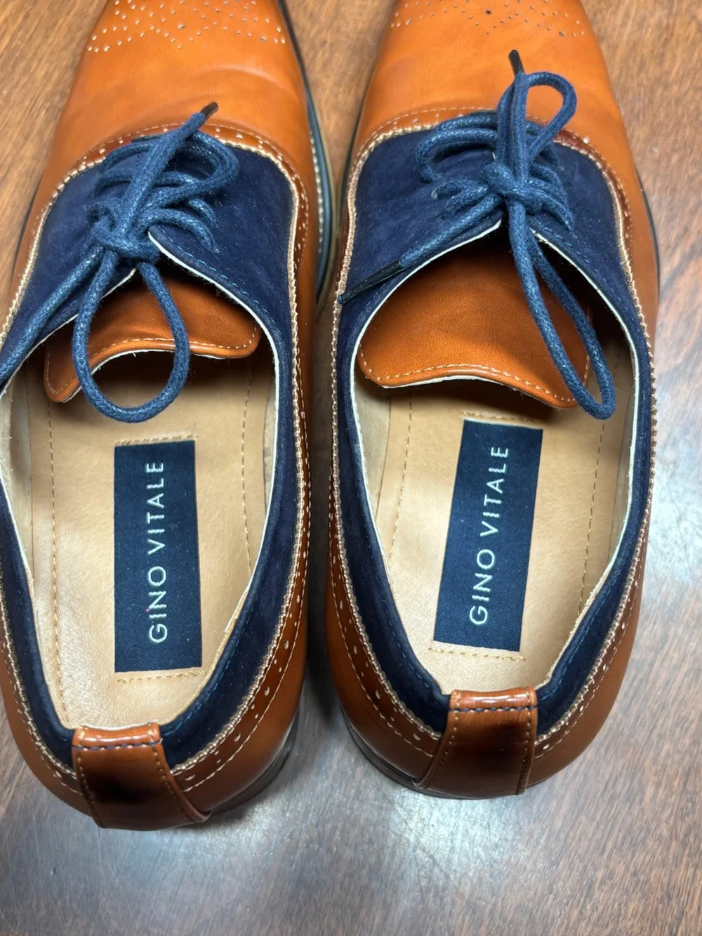Gino Vitale Two-Tone Brown & Navy Oxfords (Size 9)